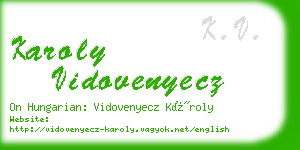 karoly vidovenyecz business card
